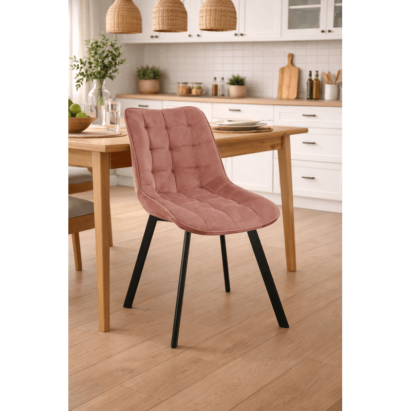 Casa si Gradina - Mobilier - Scaune si fotolii - Scaune - Scaun tapitat, din velur, picioare metalice, maxim 125 kg, 48x60x87 cm, roz pudrat - Infinity.ro