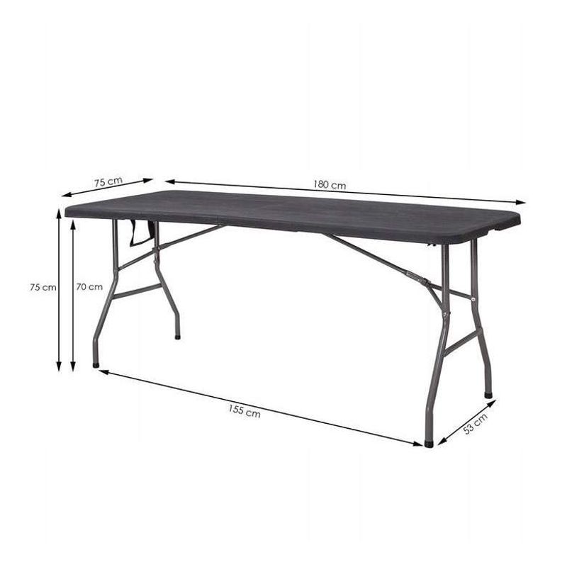 Sport si Outdoor - Camping - Mobilier pentru camping - Mese camping - Masa dreptunghiulara pliabila multifunctionala, 1.8 m x 0.75 m x 0.75 m, neagra - Infinity.ro