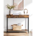 Casa si Gradina - Mobilier - Comode si corpuri - Console - Masa consola pentru hol cu 2 sertare, stil industrial, PAL si cadru metalic, 100x30x80 cm, maro rustic - Infinity.ro