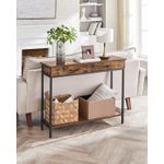 Casa si Gradina - Mobilier - Comode si corpuri - Console - Masa consola pentru hol cu 2 sertare, stil industrial, PAL si cadru metalic, 100x30x80 cm, maro rustic - Infinity.ro