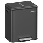 Casa si Gradina - Mobilier - Organizare si depozitare - Cosuri de gunoi - Cos gunoi metalic, 2 compartimente, 2x15 litri, pedala si inchidere silentioasa, negru - Infinity.ro