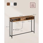 Casa si Gradina - Mobilier - Comode si corpuri - Console - Masa tip consola ingusta, cu 2 prize si 2 porturi USB incorporate, 120x25x81 cm, maro rustic - Infinity.ro