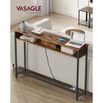 Casa si Gradina - Mobilier - Comode si corpuri - Console - Masa tip consola ingusta, cu 2 prize si 2 porturi USB incorporate, 120x25x81 cm, maro rustic - Infinity.ro