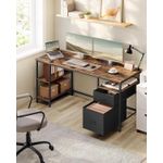 Casa si Gradina - Mobilier - Mese si birouri - Birouri - Birou cu 3 rafturi si 2 sertare, cadru metalic si PAL, montaj reversibil, 160x60x76 cm, maro rustic - Infinity.ro