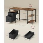 Casa si Gradina - Mobilier - Mese si birouri - Birouri - Birou calculator cu 3 rafturi si 2 sertare, cadru metalic, stil industrial, 140x60x76 cm, maro rustic - Infinity.ro