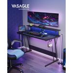 Casa si Gradina - Mobilier - Mese si birouri - Birouri - Birou gaming cu iluminare LED reglabila, 2 prize si 2 USB, suport 2 monitoare, 120x60x76 cm, negru - Infinity.ro