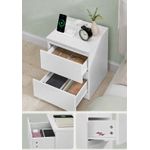 Casa si Gradina - Mobilier - Comode si corpuri - Noptiere - Noptiera Kailyn cu 2 sertare, 2 prize integrate si 2 porturi USB, 40x35x49 cm, alb - Infinity.ro