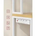 Casa si Gradina - Mobilier - Comode si corpuri - Corpuri bucatarie - Raft bucatarie cu 4 prize, blat de lucru 90 cm, raft microunde, dulap si carlige, 40x60x170 cm, alb si stejar - Infinity.ro