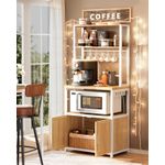 Casa si Gradina - Mobilier - Comode si corpuri - Corpuri bucatarie - Raft bucatarie cu 4 prize, blat de lucru 90 cm, raft microunde, dulap si carlige, 40x60x170 cm, alb si stejar - Infinity.ro