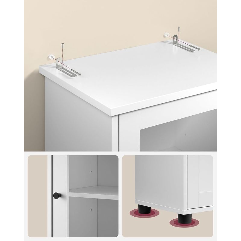 Casa si Gradina - Mobilier - Mobilier baie - Corpuri baie - Dulap de baie tip coloana, cu raft deschis, sertar si usa din sticla, rafturi reglabile, 30x40x165 cm, alb - Infinity.ro