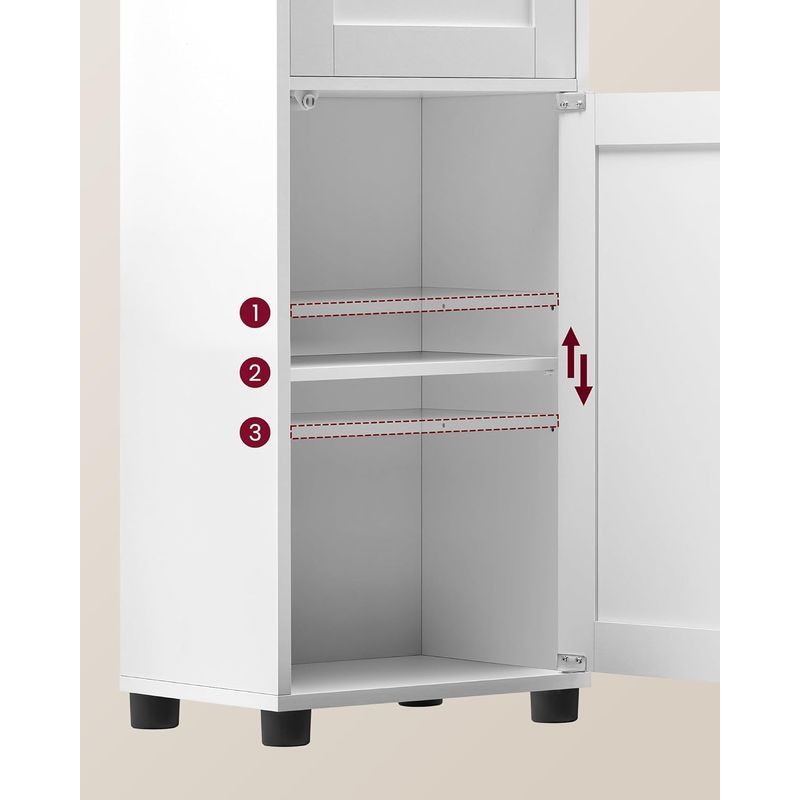 Casa si Gradina - Mobilier - Mobilier baie - Corpuri baie - Dulap de baie tip coloana, cu raft deschis, sertar si usa din sticla, rafturi reglabile, 30x40x165 cm, alb - Infinity.ro