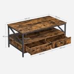 Casa si Gradina - Mobilier - Mese si birouri - Masute de cafea - Masuta cafea cu 2 sertare si compartiment deschis, structura metalica, stil industrial, 100x55x45 cm, maro rustic - Infinity.ro