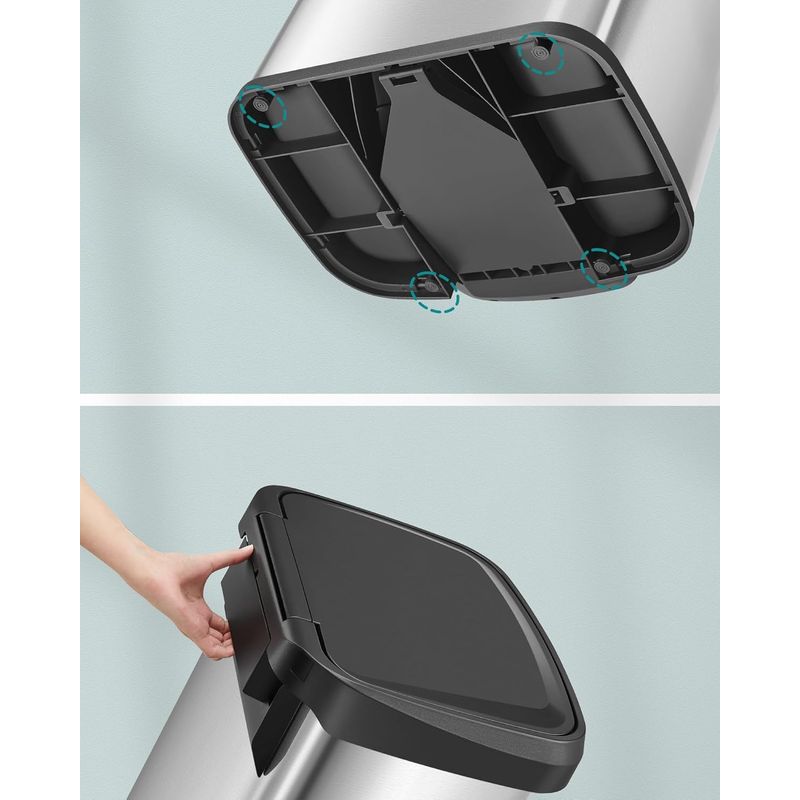 Casa si Gradina - Mobilier - Organizare si depozitare - Cosuri de gunoi - Cos de gunoi din inox, 68 L cu pedala, capac soft close, filtru de carbon pentru neutralizarea mirosurilor, argintiu - Infinity.ro