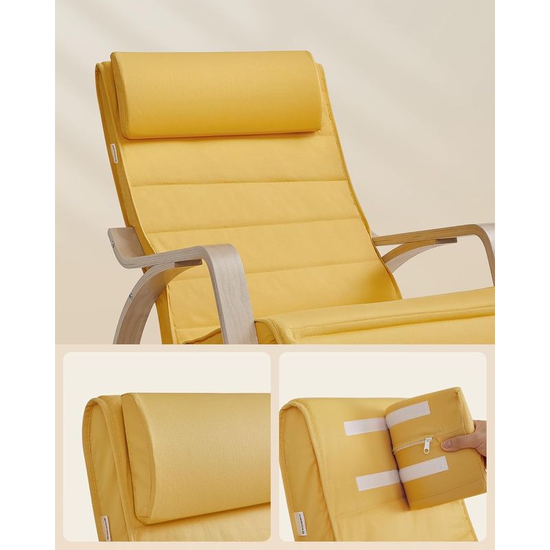 Casa si Gradina - Gradina si terasa - Balansoare si hamace - Balansoare - Scaun balansoar din lemn, suport picioare reglabil, maxim 150kg, 121x67x84 cm, galben - Infinity.ro