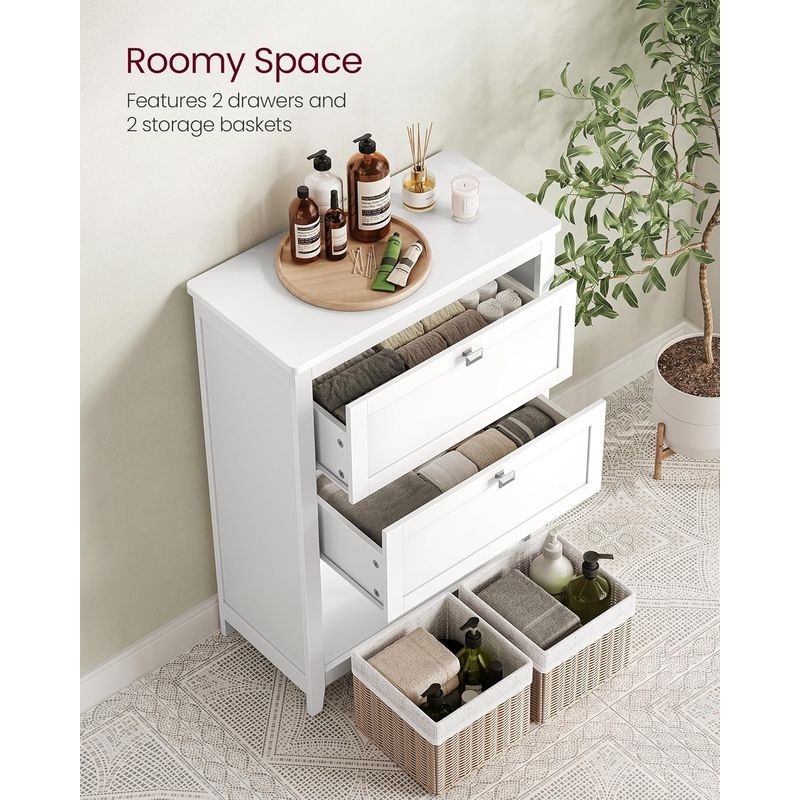 Casa si Gradina - Mobilier - Mobilier baie - Corpuri baie - Dulap baie cu 2 sertare, 2 cosuri si raft, separatoare reglabile, MDF, 30x60x80 cm, alb - Infinity.ro