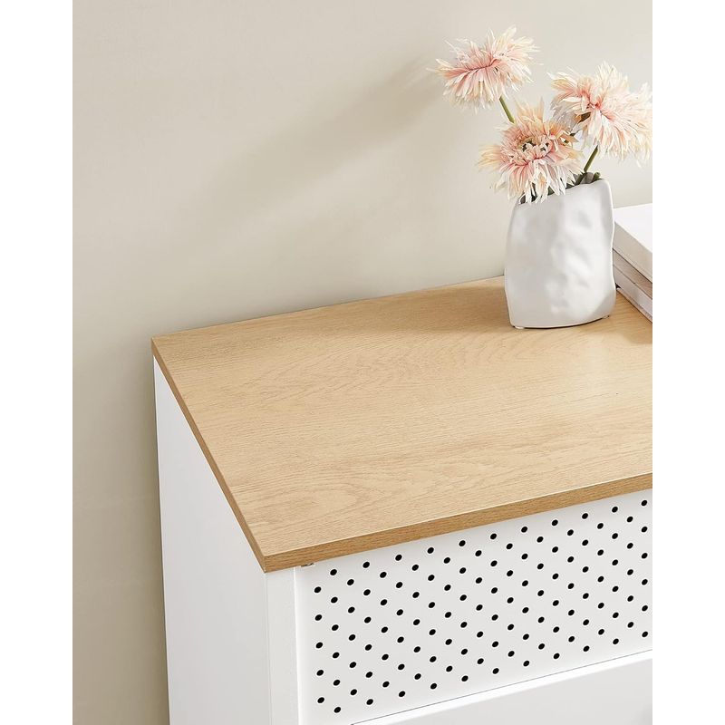 Casa si Gradina - Gradina si terasa - Mobilier exterior - Dulapuri si lazi depozitare exterior - Dulap depozitare metalic cu 2 usi, raft reglabil, cadru otel, stil industrial, 80x40x76 cm, alb si bej - Infinity.ro