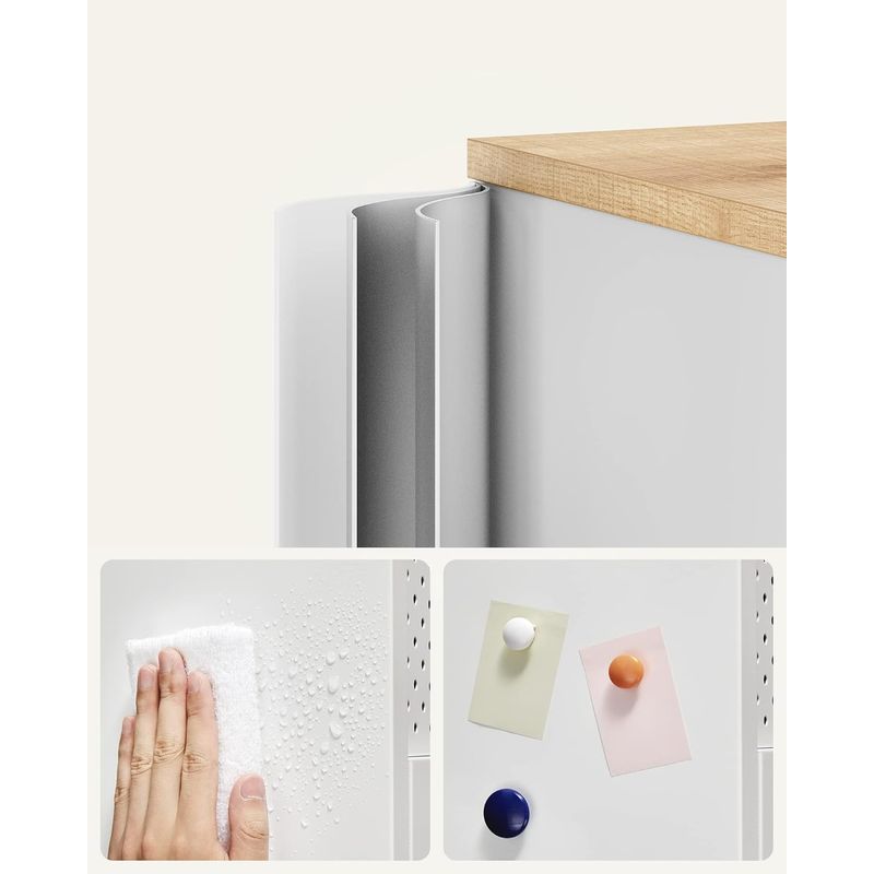 Casa si Gradina - Gradina si terasa - Mobilier exterior - Dulapuri si lazi depozitare exterior - Dulap depozitare metalic cu 2 usi, raft reglabil, cadru otel, stil industrial, 80x40x76 cm, alb si bej - Infinity.ro