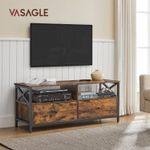 Casa si Gradina - Mobilier - Comode si corpuri - Comode - Comoda TV cu 2 sertare si 2 rafturi, cadru metalic, stil industrial, 120x40x50 cm, maro rustic - Infinity.ro