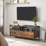 Casa si Gradina - Mobilier - Comode si corpuri - Comode - Comoda TV cu 2 sertare si 2 rafturi, cadru metalic, stil industrial, 120x40x50 cm, maro rustic - Infinity.ro