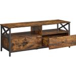 Casa si Gradina - Mobilier - Comode si corpuri - Comode - Comoda TV cu 2 sertare si 2 rafturi, cadru metalic, stil industrial, 120x40x50 cm, maro rustic - Infinity.ro