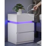 Casa si Gradina - Mobilier - Comode si corpuri - Noptiere - Set 2 noptiere din MDF cu iluminare LED, culori si intensitate reglabile, 35x40x55cm, alb - Infinity.ro