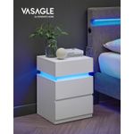 Casa si Gradina - Mobilier - Comode si corpuri - Noptiere - Set 2 noptiere din MDF cu iluminare LED, culori si intensitate reglabile, 35x40x55cm, alb - Infinity.ro