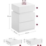 Casa si Gradina - Mobilier - Comode si corpuri - Noptiere - Set 2 noptiere din MDF cu iluminare LED, culori si intensitate reglabile, 35x40x55cm, alb - Infinity.ro