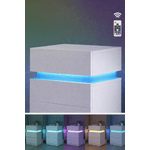 Casa si Gradina - Mobilier - Comode si corpuri - Noptiere - Set 2 noptiere din MDF cu iluminare LED, culori si intensitate reglabile, 35x40x55cm, alb - Infinity.ro