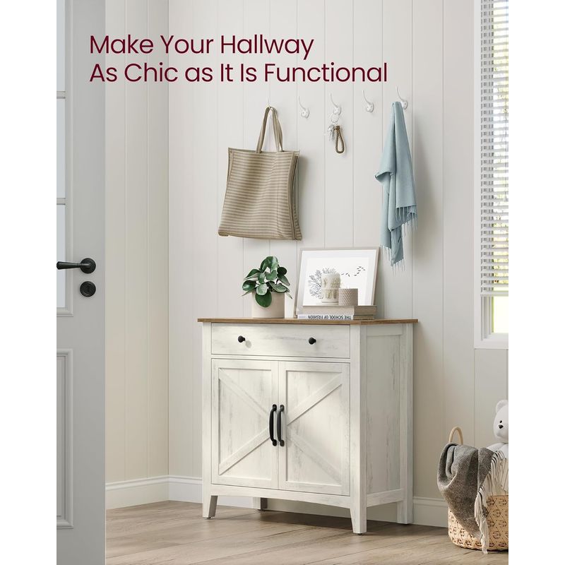 Casa si Gradina - Mobilier - Comode si corpuri - Comode - Comoda cu sertar si dulap cu raft reglabil, stil country, 80x40x80 cm, alb rustic - Infinity.ro