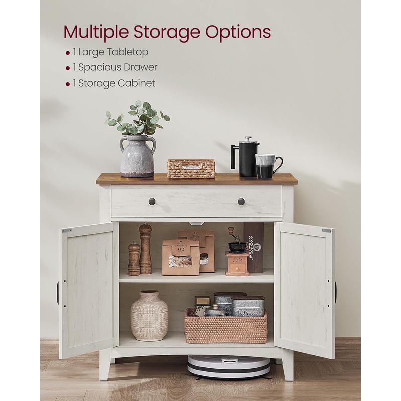 Casa si Gradina - Mobilier - Comode si corpuri - Comode - Comoda cu sertar si dulap cu raft reglabil, stil country, 80x40x80 cm, alb rustic - Infinity.ro