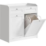 Market - Spalare si intretinere rufe - Uscatoare de rufe si accesorii - Dulap baie de podea, 2 cosuri de rufe integrate cu saci detasabili, 2 sertare, 79x40x80 cm, alb - Infinity.ro