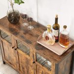 Casa si Gradina - Mobilier - Comode si corpuri - Comode - Comoda cu 3 usi din sticla, cadru metalic, stil industrial, 35x100x75 cm, maro rustic - Infinity.ro