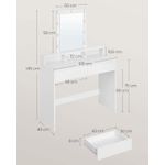 Casa si Gradina - Mobilier - Comode si corpuri - Masute de toaleta - Masa de toaleta cu oglinda LED cu luminozitate reglabila, 2 sertare si 3 compartimente, 100x40x145 cm, alb - Infinity.ro