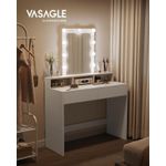 Casa si Gradina - Mobilier - Comode si corpuri - Masute de toaleta - Masa de toaleta cu oglinda LED cu luminozitate reglabila, 2 sertare si 3 compartimente, 100x40x145 cm, alb - Infinity.ro