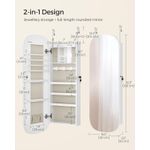 Fashion, accesorii si bijuterii - Femei - Bijuterii femei - Cutii bijuterii - Dulap pentru bijuterii cu oglinda si LED, montare pe perete sau usa, inchidere cu cheie, 42x10x108 cm, alb - Infinity.ro