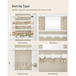 Fashion, accesorii si bijuterii - Femei - Bijuterii femei - Cutii bijuterii - Dulap pentru bijuterii cu oglinda si LED, montare pe perete sau usa, inchidere cu cheie, 42x10x108 cm, alb - Infinity.ro