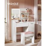 Casa si Gradina - Mobilier - Comode si corpuri - Masute de toaleta - Masa de toaleta Kailyn cu oglinda LED si priza integrata, porturi USB, sertar, rafturi si dulap, PAL, 80x40x132 cm, alb - Infinity.ro