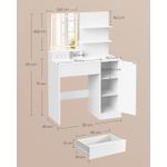 Casa si Gradina - Mobilier - Comode si corpuri - Masute de toaleta - Masa de toaleta Kailyn cu oglinda LED si priza integrata, porturi USB, sertar, rafturi si dulap, PAL, 80x40x132 cm, alb - Infinity.ro