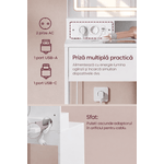 Casa si Gradina - Mobilier - Comode si corpuri - Masute de toaleta - Masa de toaleta Kailyn cu oglinda LED si priza integrata, porturi USB, sertar, rafturi si dulap, PAL, 80x40x132 cm, alb - Infinity.ro