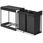 Casa si Gradina - Mobilier - Organizare si depozitare - Cosuri de gunoi - Cos de gunoi incorporabil in mobila, cu 2 compartimente 2x15L, cadru metalic extensibil, 48x25x44 cm, negru - Infinity.ro