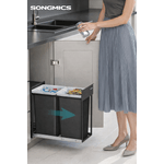 Casa si Gradina - Mobilier - Organizare si depozitare - Cosuri de gunoi - Cos de gunoi incorporabil in mobila, cu 2 compartimente 2x15L, cadru metalic extensibil, 48x25x44 cm, negru - Infinity.ro