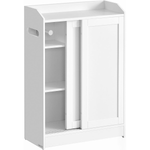 Casa si Gradina - Mobilier - Mobilier baie - Corpuri baie - Dulap baie ingust, cu suport hartie igienica si compartiment perie WC, usi glisante, rafturi reglabile, 20x60x80 cm, alb - Infinity.ro