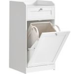 Casa si Gradina - Mobilier - Mobilier baie - Corpuri baie - Dulap de baie cu cos de rufe integrat, sertar si blat cu margini ridicate, sac textil detasabil, 80x40x40 cm, alb - Infinity.ro