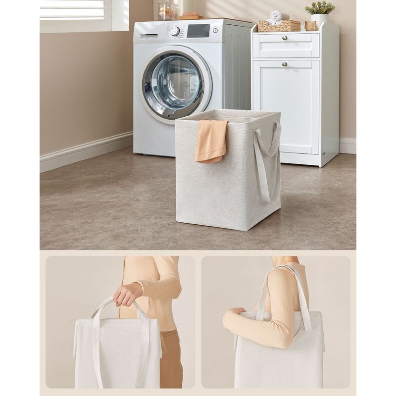 Casa si Gradina - Mobilier - Mobilier baie - Corpuri baie - Dulap de baie cu cos de rufe integrat, sertar si blat cu margini ridicate, sac textil detasabil, 80x40x40 cm, alb - Infinity.ro