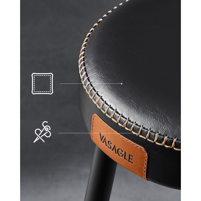 Casa si Gradina - Mobilier - Scaune si fotolii - Scaune - Set 2 scaune bar Ekho, tapitate PU, inaltime sezut 76 cm, 52x76 cm, negru - Infinity.ro