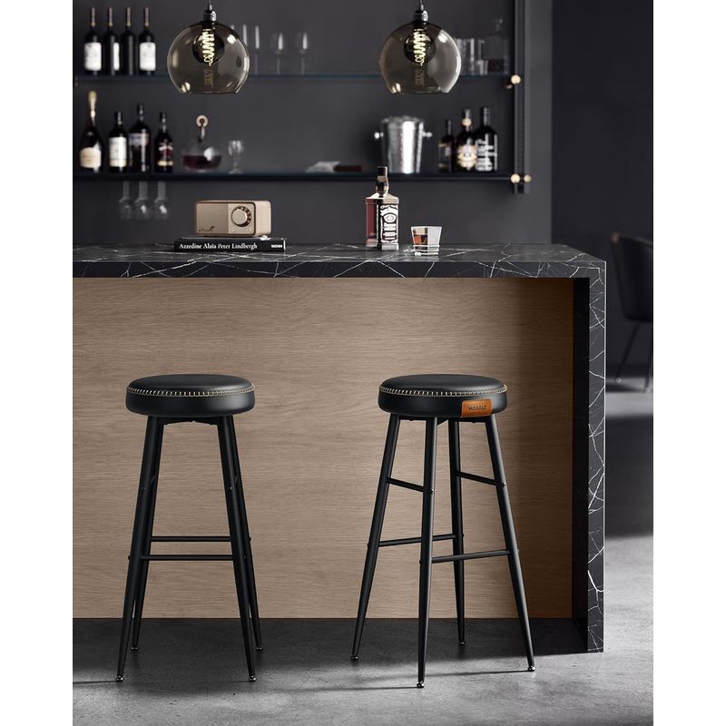 Casa si Gradina - Mobilier - Scaune si fotolii - Scaune - Set 2 scaune bar Ekho, tapitate PU, inaltime sezut 76 cm, 52x76 cm, negru - Infinity.ro