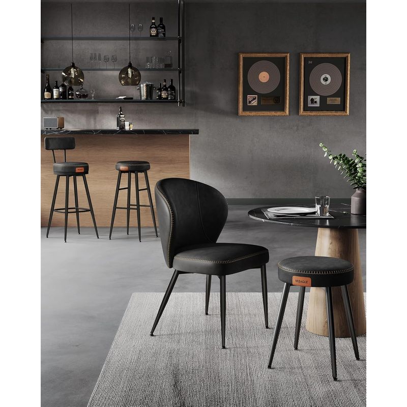 Casa si Gradina - Mobilier - Scaune si fotolii - Scaune - Set 2 scaune bar Ekho, tapitate PU, inaltime sezut 76 cm, 52x76 cm, negru - Infinity.ro