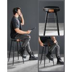 Casa si Gradina - Mobilier - Scaune si fotolii - Scaune - Set 2 scaune bar Ekho, tapitate PU, inaltime sezut 76 cm, 52x76 cm, negru - Infinity.ro