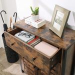 Casa si Gradina - Mobilier - Comode si corpuri - Comode - Comoda depozitare cu 2 sertare si polite, usi tip jaluzea, stil industrial, 30x70x80 cm, maro rustic - Infinity.ro