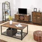 Casa si Gradina - Mobilier - Comode si corpuri - Comode - Comoda depozitare cu 2 sertare si polite, usi tip jaluzea, stil industrial, 30x70x80 cm, maro rustic - Infinity.ro